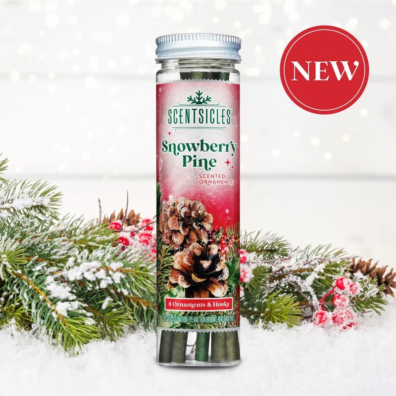 Scentsicles Snowberry Pine Scented Christmas Ornaments with Hooks - 1 Bottle (6 Sticks Total) - Image 2